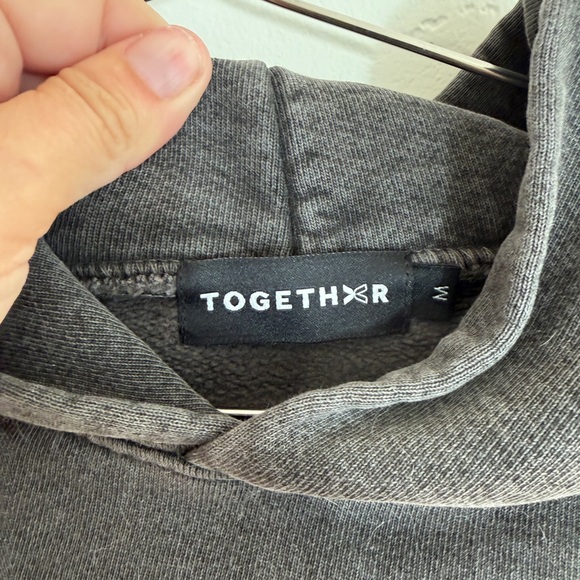 Together Gray Graphic Hoodie with White Slogan - Picture 3 of 3